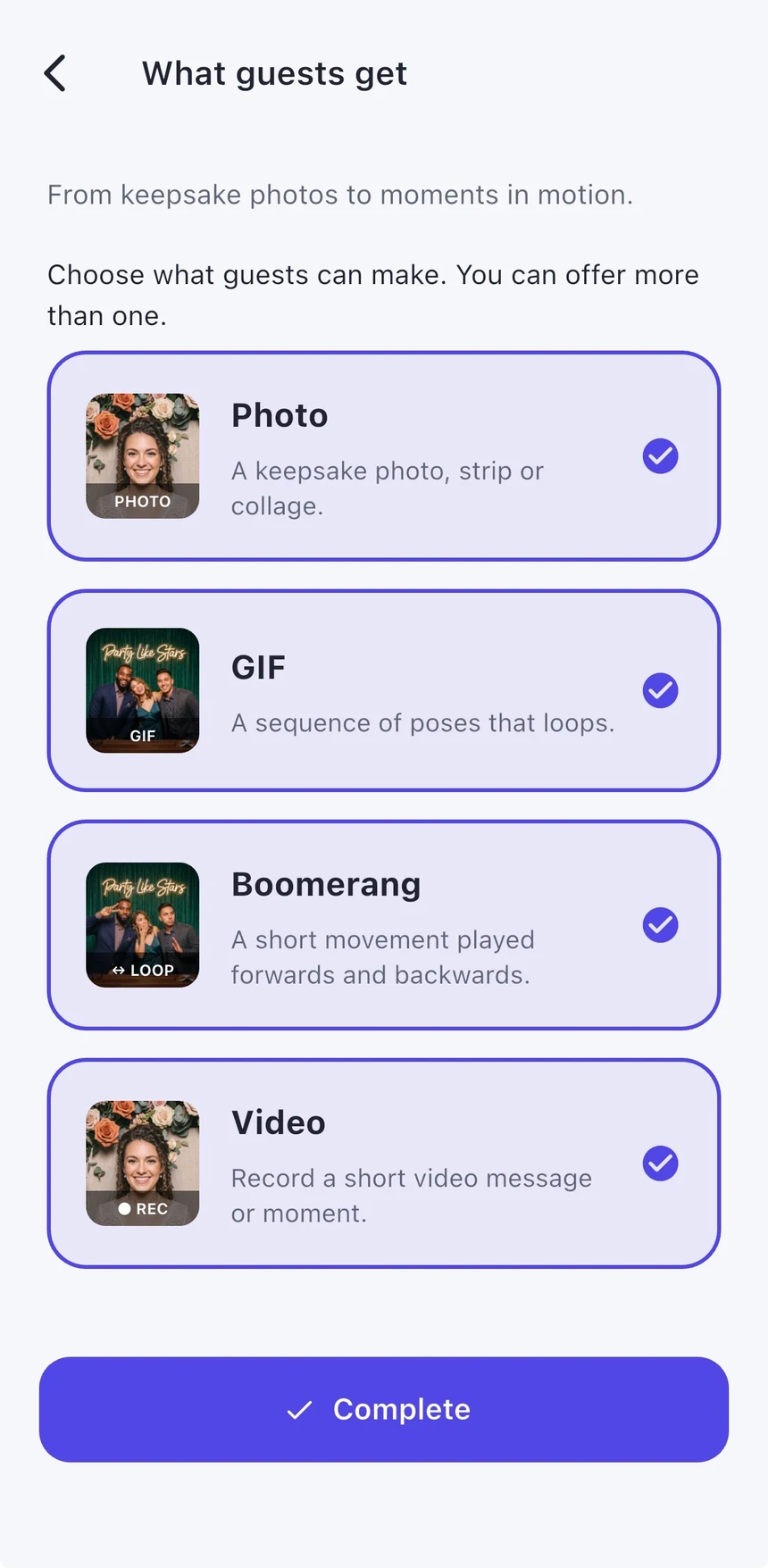 Choose what guests can capture
