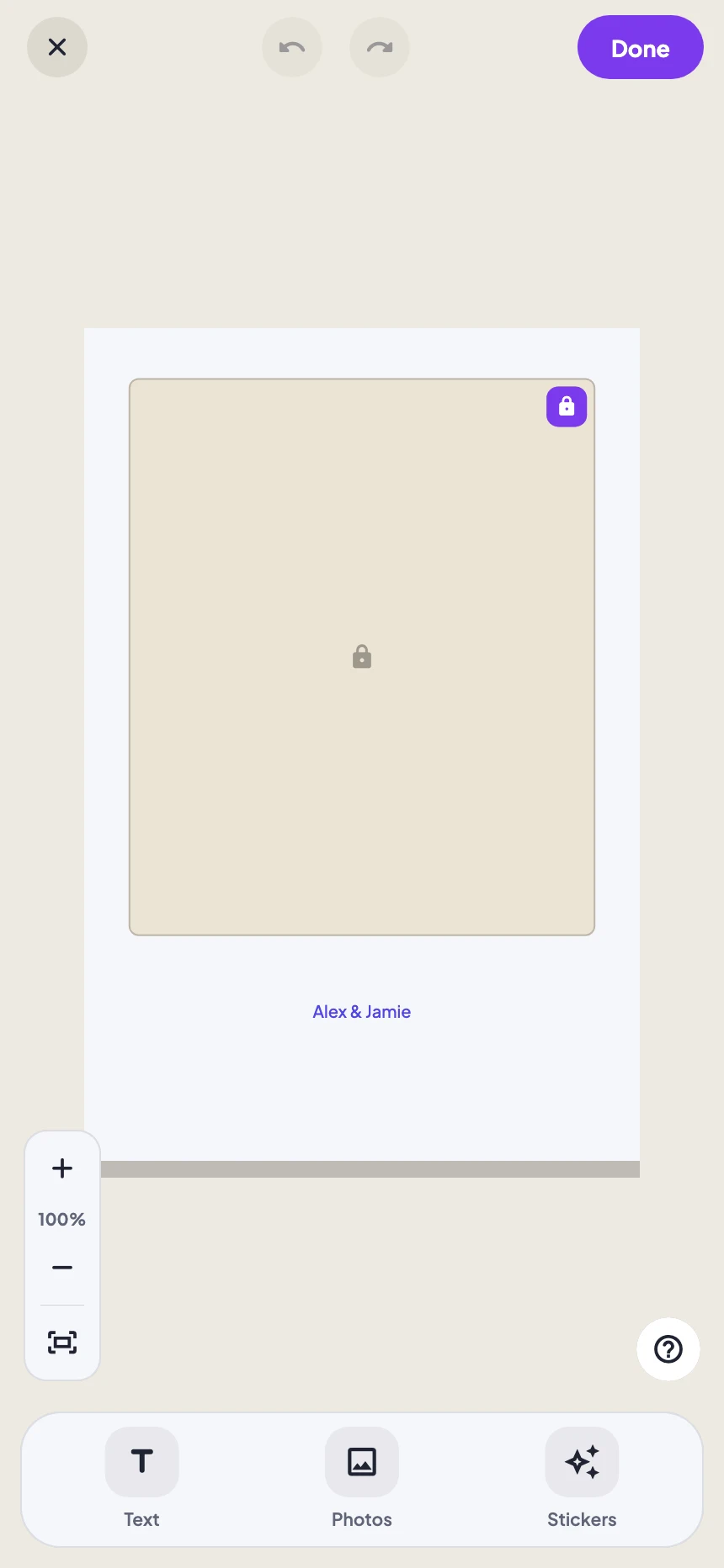 Template editor with example design