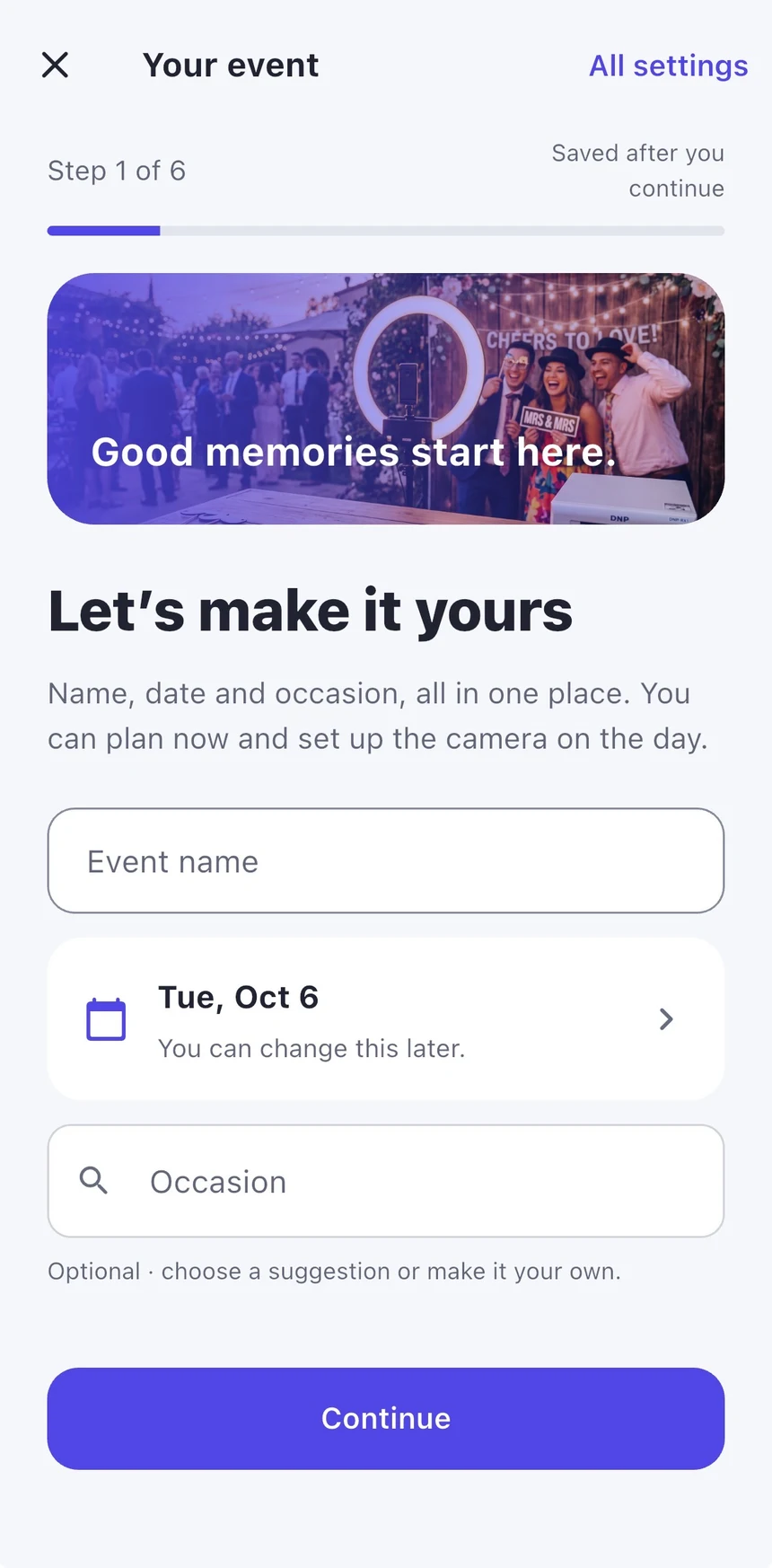 Name and date for your event